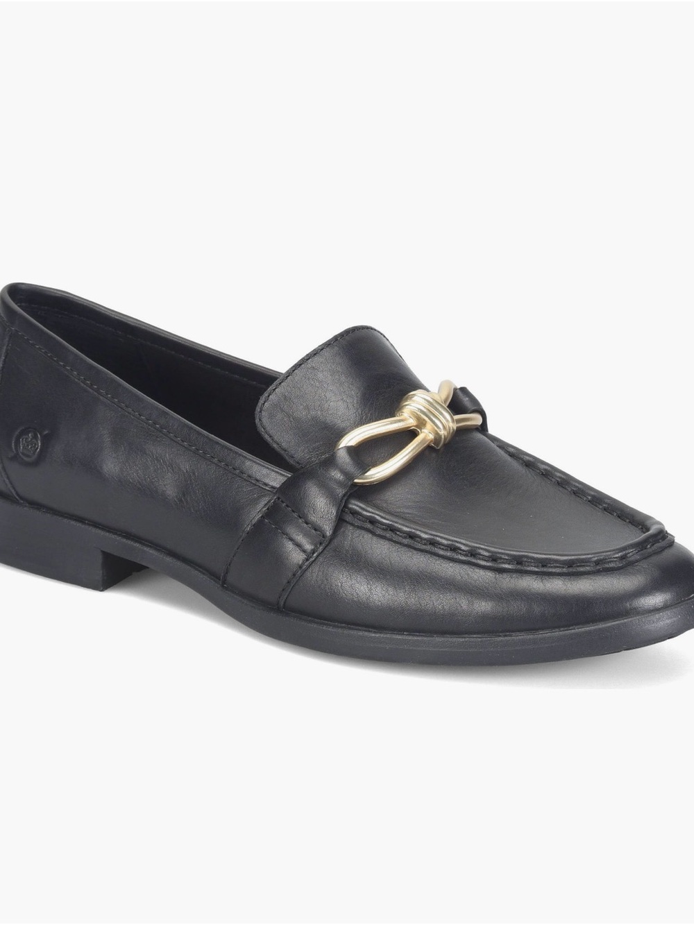 Born Black Leather Loafer with Gold Hardware